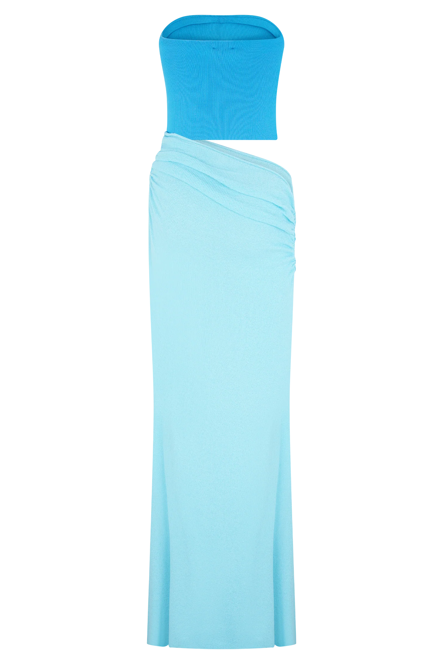 Jasiel Strapless Knit Maxi Dress - Cyan Blue