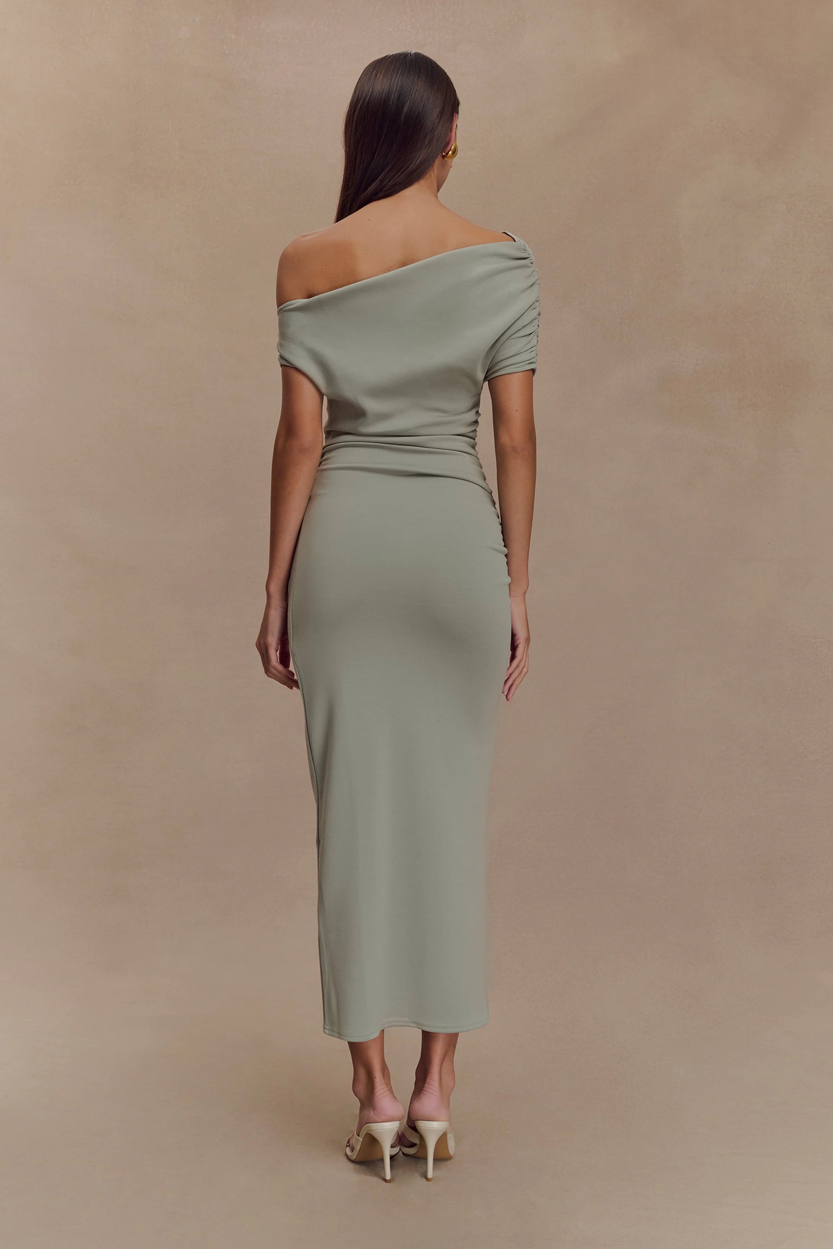 Kendra Scuba Jersey Midi Dress With Hardware - Sage