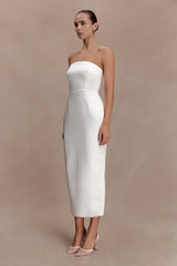Ophelia Peplum Satin Maxi Dress - Ivory