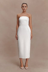 Ophelia Peplum Satin Maxi Dress - Ivory