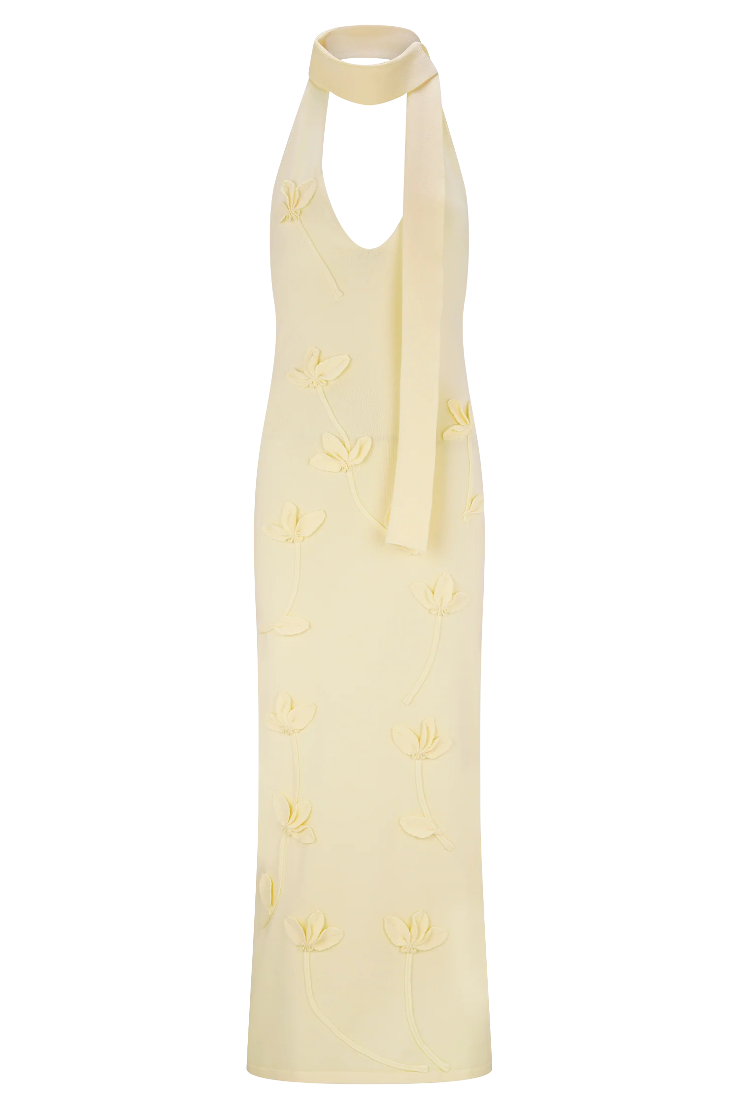 Wynn Floral Knit Midi Dress - Lemon